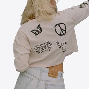 CHNGE Long Sleeve Henley Crop Top - Size Medium